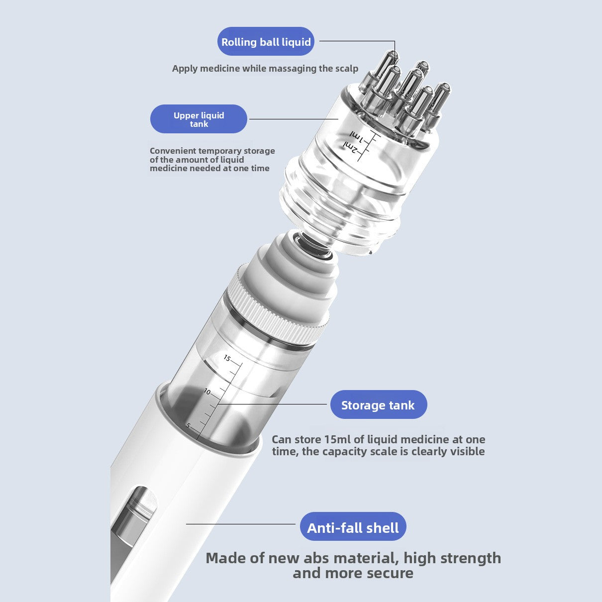 Scalp Liquid Applicator with Roller Ball