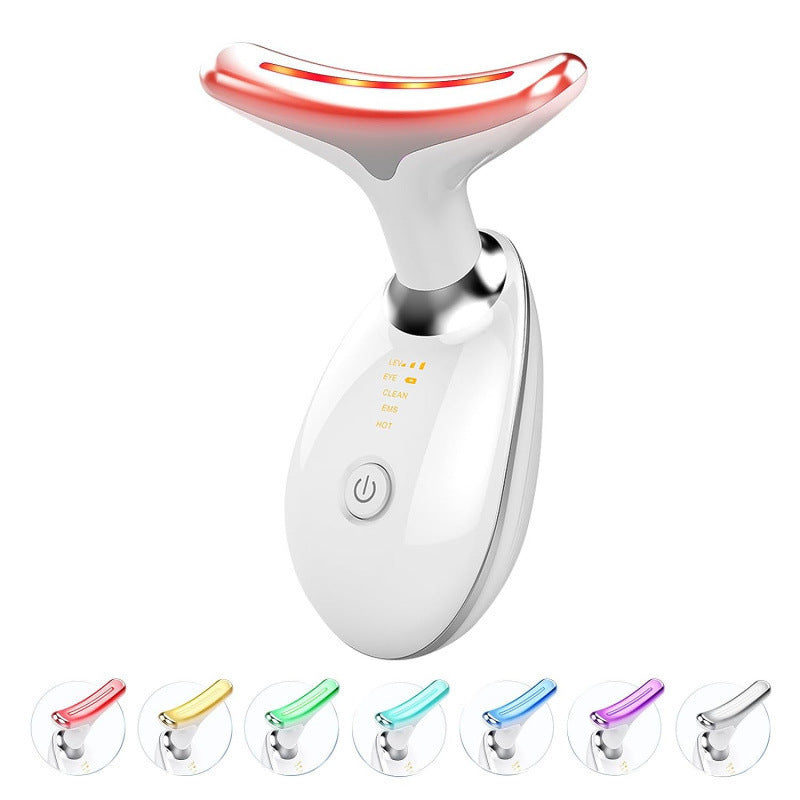 Neck Massager Beauty Device with 7-Color Light Therapy for Neck Wrinkle Care
