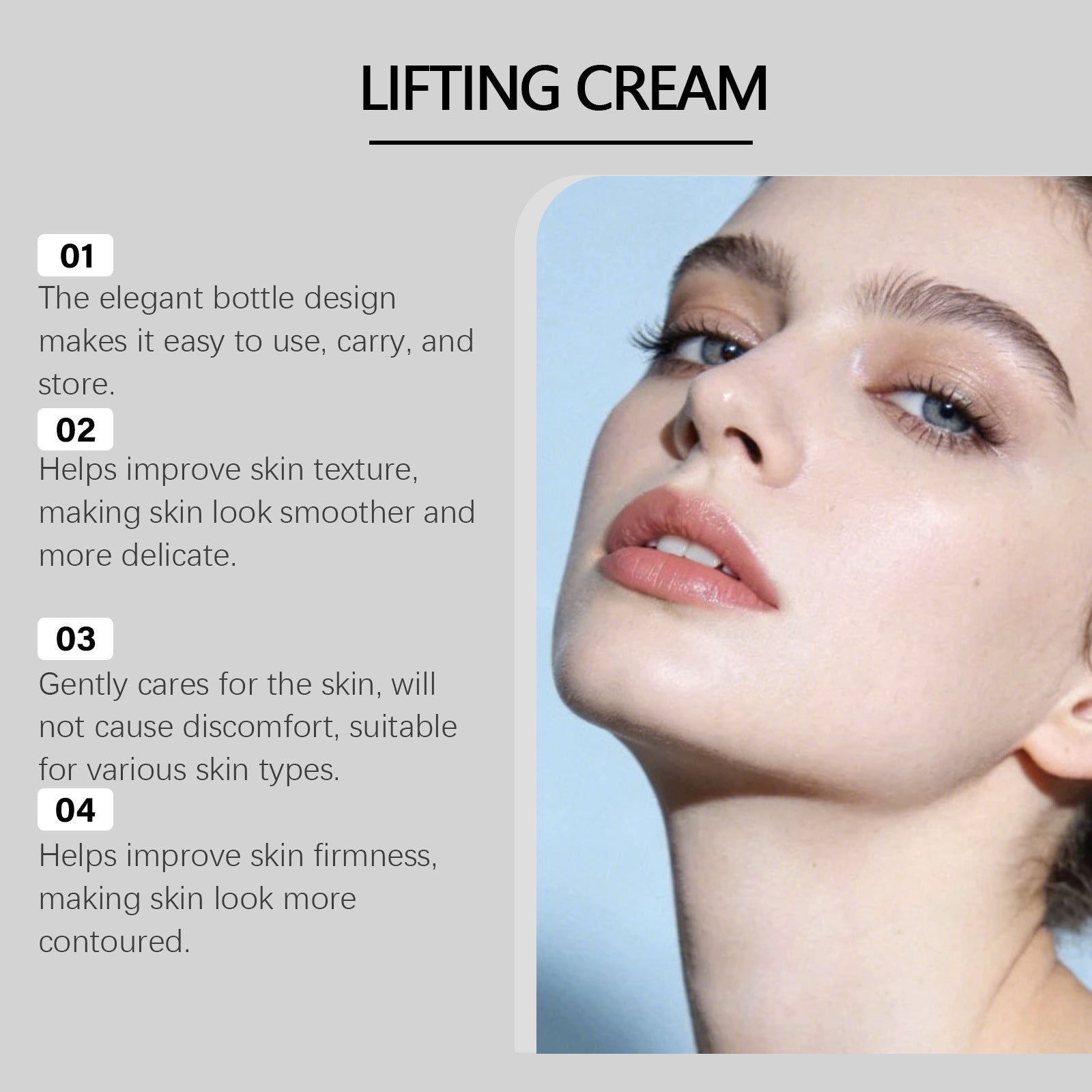 3D Lifting & Firming Face Cream, Anti-Aging Moisturizer for Hydrated, Smoother & Youthful-Looking Skin