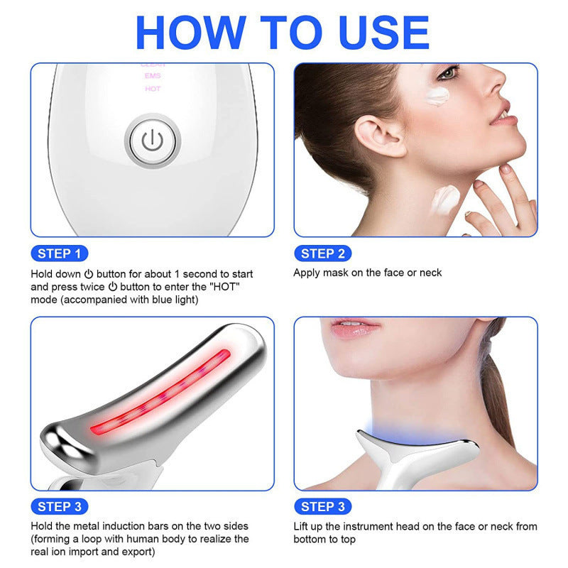 Neck Massager Beauty Device with 7-Color Light Therapy for Neck Wrinkle Care