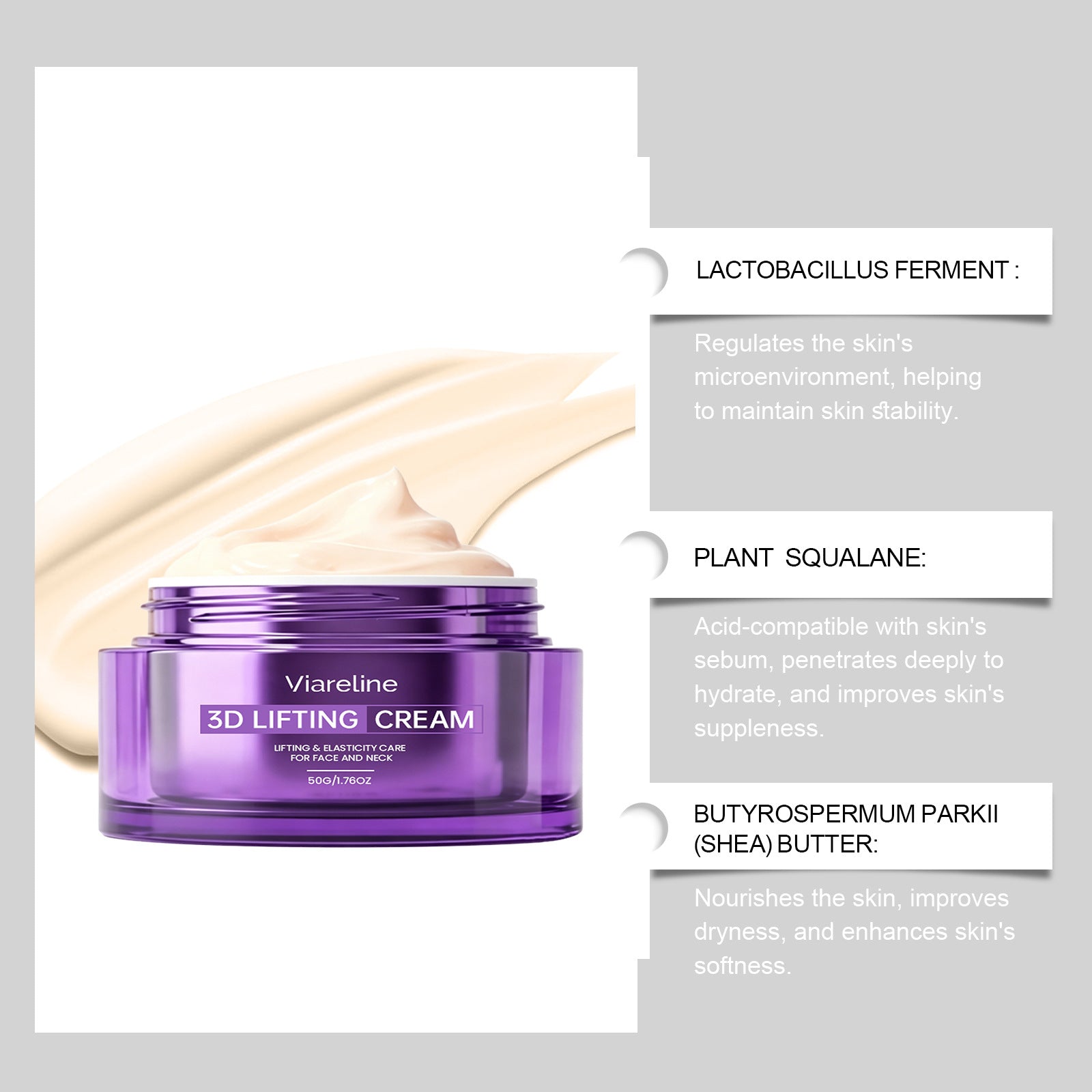 3D Lifting & Firming Face Cream, Anti-Aging Moisturizer for Hydrated, Smoother & Youthful-Looking Skin